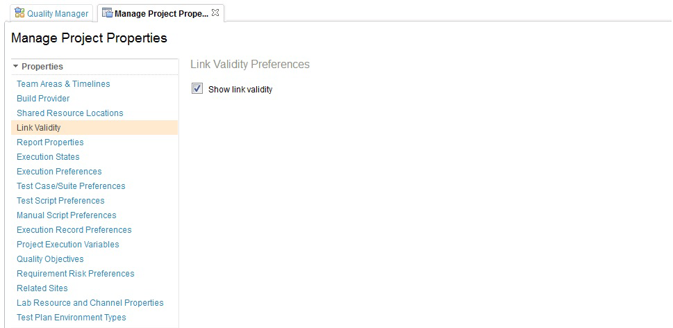 Project property to enable and disable link validity