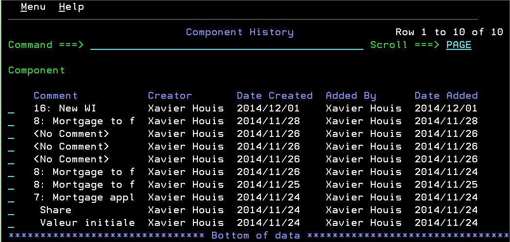 Component History View