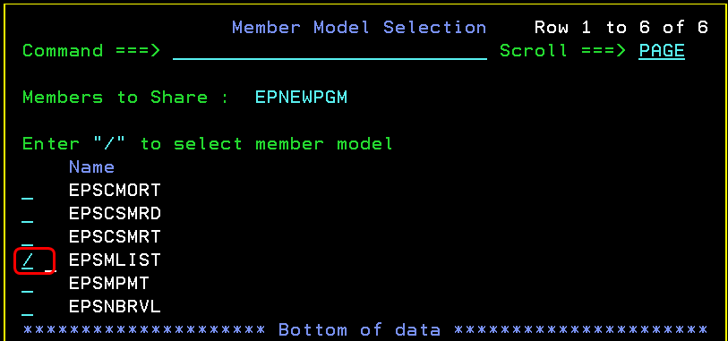Select the member model to be used for share