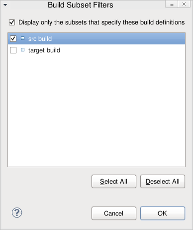 The subset filters dialog